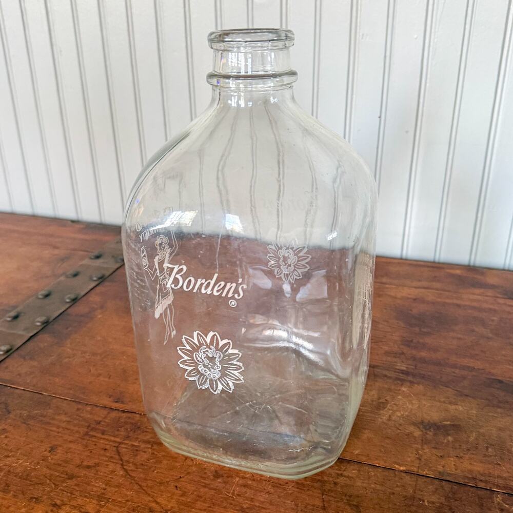Borden's Elsie the Cow Gallon Glass Milk Bottle, It's Smart to Be Thrifty, Pyro
